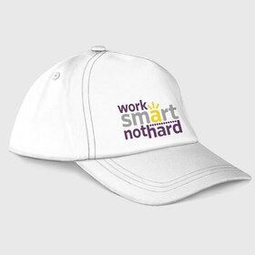Бейсболка с принтом Work smart, not hard в Ухте, 100% хлопок | классический козырек, металлическая застежка-регулятор размера | 