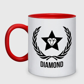Кружка двухцветная с принтом Diamond Star в Ухте, керамика | объем — 330 мл, диаметр — 80 мм. Цветная ручка и кайма сверху, в некоторых цветах — вся внутренняя часть | bshirts | swag | алмаз | бриллиант | драгоценности | камень | сваг | свэг