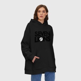 Худи SuperOversize хлопок с принтом 7 Lions в Ухте, 70% хлопок, 30% полиэстер, мягкий начес внутри | карман-кенгуру, эластичная резинка на манжетах и по нижней кромке, двухслойный капюшон
 | seven lions | лев | львы | семь | семь львов