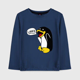 Детский лонгслив хлопок с принтом Пингвин Linux в Ухте, 100% хлопок | круглый вырез горловины, полуприлегающий силуэт, длина до линии бедер | пингвин