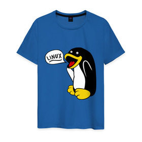 Мужская футболка хлопок с принтом Пингвин: Linux в Ухте, 100% хлопок | прямой крой, круглый вырез горловины, длина до линии бедер, слегка спущенное плечо. | пингвин