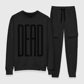 Женский костюм хлопок с принтом Long Dead в Ухте, 100% хлопок | на свитшоте круглая горловина, мягкая резинка по низу. Брюки заужены к низу, на них два вида карманов: два 