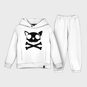 Детский костюм хлопок Oversize с принтом кошачий пиратскй флаг в Ухте,  |  | кости | кошачий пиратский флаг | пиратский флаг | череп | череп кошки