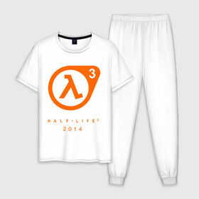 Мужская пижама хлопок с принтом Half - life 3 в Ухте, 100% хлопок | брюки и футболка прямого кроя, без карманов, на брюках мягкая резинка на поясе и по низу штанин
 | компьютерные игры