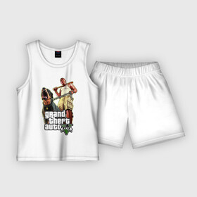 Детская пижама с шортами хлопок с принтом GTA 5 в Ухте,  |  | five | grand theft auto | gta | gta 5 | бита | гта | гта пять | собака