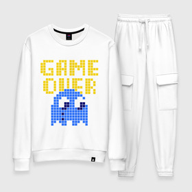 Женский костюм хлопок с принтом game over в Ухте, 100% хлопок | на свитшоте круглая горловина, мягкая резинка по низу. Брюки заужены к низу, на них два вида карманов: два 