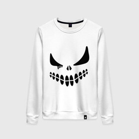 Женский свитшот хлопок с принтом Хэллоуин смайл в Ухте, 100% хлопок | прямой крой, круглый вырез, на манжетах и по низу широкая трикотажная резинка  | 31 октября | hallove | hallovin | hallowin | haloveen | haloven | halovin | haloween | halowen | helloween | hellowin | heloven | helowen | привидение | смайл | халлоуин | халлуин | халоуин | халувин | хелловин | хеллоуин | хеллувин | хеллуин | хеловин | 