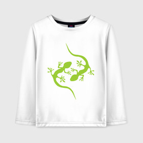 Детский лонгслив хлопок Ящерицы: в Ухте, 100% хлопок | круглый вырез горловины, полуприлегающий силуэт, длина до линии бедер | зеленый | ящерки | ящеры