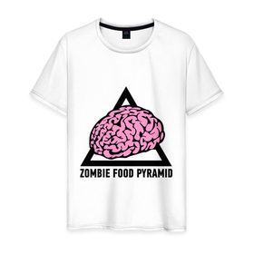 Мужская футболка хлопок с принтом Zombie food pyramid в Ухте, 100% хлопок | прямой крой, круглый вырез горловины, длина до линии бедер, слегка спущенное плечо. | 