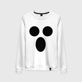 Женский свитшот хлопок с принтом Приведение в Ухте, 100% хлопок | прямой крой, круглый вырез, на манжетах и по низу широкая трикотажная резинка  | halloween | маска | праздник | приведение | смайл | хэллоуин