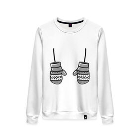 Женский свитшот хлопок Варежки: в Ухте, 100% хлопок | прямой крой, круглый вырез, на манжетах и по низу широкая трикотажная резинка  | варежка | варежки | рукавички | узор