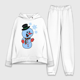 Женский костюм хлопок Oversize с принтом Снеговик и снежинки в Ухте,  |  | новый год | снег | снеговик | снеговик и снежинки | снежинка | снежинки