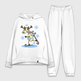 Женский костюм хлопок Oversize с принтом Олень на лыжах. в Ухте,  |  | лыжи | новогодние подарки | новый год | олененок | олень | подарок на новый год