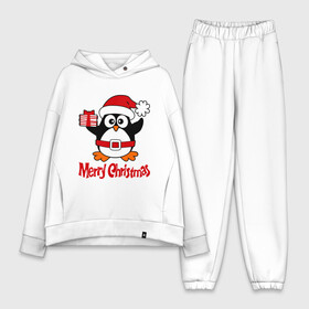 Женский костюм хлопок Oversize с принтом Пингвин с подарком в Ухте,  |  | пингвин