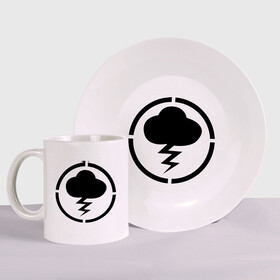 Набор: тарелка + кружка Знак Misfits: в Ухте, керамика | Кружка: объем — 330 мл, диаметр — 80 мм. Принт наносится на бока кружки, можно сделать два разных изображения. 
Тарелка: диаметр - 210 мм, диаметр для нанесения принта - 120 мм. | знак misfits | отбросы | сериал отбросы