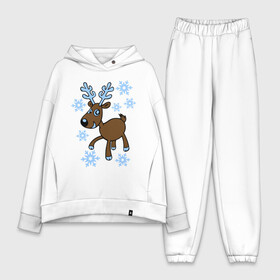Женский костюм хлопок Oversize с принтом Олень и снег в Ухте,  |  | 2014 год | новогодний подарок | новый год | олень | олень и снег | с новым годом | снег | снежинки