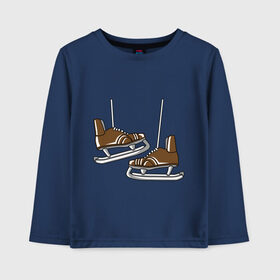 Детский лонгслив хлопок с принтом Старые коньки в Ухте, 100% хлопок | круглый вырез горловины, полуприлегающий силуэт, длина до линии бедер | 2014 | happy | happy new year | new year | santa | santa clows | год лошади | новый год | олень | подарок | санта | санта клаус | старые коньки