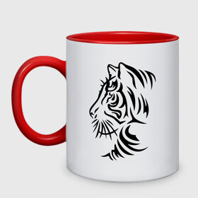 Кружка двухцветная Тигр тату: в Ухте, керамика | объем — 330 мл, диаметр — 80 мм. Цветная ручка и кайма сверху, в некоторых цветах — вся внутренняя часть | татуировки