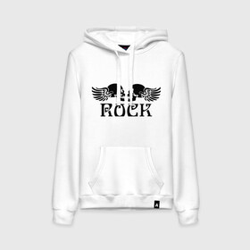 Женская толстовка хлопок с принтом Rock (Рок) в Ухте, френч-терри, мягкий теплый начес внутри (100% хлопок) | карман-кенгуру, эластичные манжеты и нижняя кромка, капюшон с подкладом и шнурком | rock (рок) | кости | крылатые черепа | крылатый рок | музыка | разное | рок | черепа
