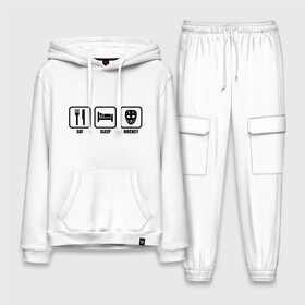 Мужской костюм хлопок с толстовкой с принтом Eat Sleep Hockey (Еда, Сон, Хоккей) в Ухте,  |  | Тематика изображения на принте: eat sleep hockey | еда | сон | спорт | хоккей