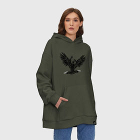 Худи SuperOversize хлопок с принтом God aesthetics (бог эстетики) в Ухте, 70% хлопок, 30% полиэстер, мягкий начес внутри | карман-кенгуру, эластичная резинка на манжетах и по нижней кромке, двухслойный капюшон
 | крылья