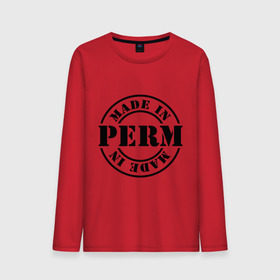 Мужской лонгслив хлопок с принтом Made in Perm (сделано в Перми) в Ухте, 100% хлопок |  | made in perm | пермский край | регионы россии | сделано в перми