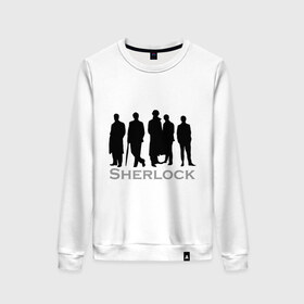Женский свитшот хлопок с принтом Sherlock Band в Ухте, 100% хлопок | прямой крой, круглый вырез, на манжетах и по низу широкая трикотажная резинка  | sherlock band | кино | мультфильмы и тв | шерлок холмс