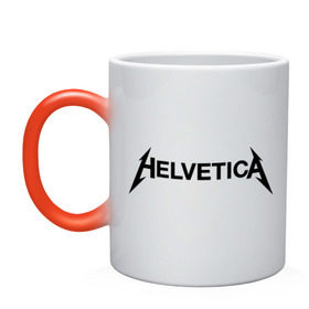 Кружка хамелеон с принтом Helvetica Metallica в Ухте, керамика | меняет цвет при нагревании, емкость 330 мл | helvetica metallica | антибренд