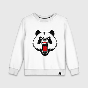 Детский свитшот хлопок с принтом Бешеная панда в Ухте, 100% хлопок | круглый вырез горловины, эластичные манжеты, пояс и воротник | панда