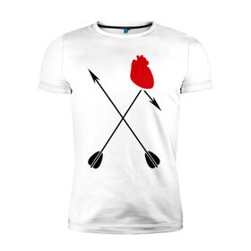 Мужская футболка премиум с принтом Сердце и стрелы в Ухте, 92% хлопок, 8% лайкра | приталенный силуэт, круглый вырез ворота, длина до линии бедра, короткий рукав | Тематика изображения на принте: стрела