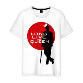Мужская футболка хлопок с принтом Long live the queen в Ухте, 100% хлопок | прямой крой, круглый вырез горловины, длина до линии бедер, слегка спущенное плечо. | long live the queen | кино | мультфильмы и тв | шерлок холмс