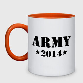 Кружка двухцветная с принтом Army 2014 в Ухте, керамика | объем — 330 мл, диаметр — 80 мм. Цветная ручка и кайма сверху, в некоторых цветах — вся внутренняя часть | army | army 2014 | армия | дембель | дмб