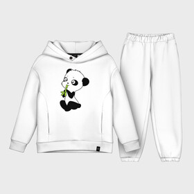 Детский костюм хлопок Oversize с принтом Пандочка и бамбук в Ухте,  |  | Тематика изображения на принте: панда