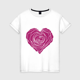 Женская футболка хлопок с принтом Heart rose в Ухте, 100% хлопок | прямой крой, круглый вырез горловины, длина до линии бедер, слегка спущенное плечо | 