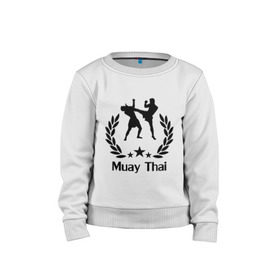 Детский свитшот хлопок с принтом Muay Thai (Тайский бокс) в Ухте, 100% хлопок | круглый вырез горловины, эластичные манжеты, пояс и воротник | Тематика изображения на принте: muay thai | бокс | спорт | тайский бокс