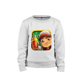 Детский свитшот хлопок с принтом Subway Surfers в Ухте, 100% хлопок | круглый вырез горловины, эластичные манжеты, пояс и воротник | Тематика изображения на принте: subway surfers | surfer | сабвей сюрфер | сюрфер