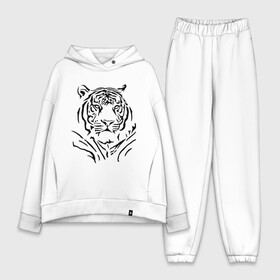 Женский костюм хлопок Oversize с принтом Величественный тигр в Ухте,  |  | величественный тигр | животные | полосы | хищник