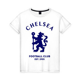 Женская футболка хлопок с принтом Челси Футбольный клуб Chelsea в Ухте, 100% хлопок | прямой крой, круглый вырез горловины, длина до линии бедер, слегка спущенное плечо | chelsea | клуб | спорт | футбол | челси футбольный клуб