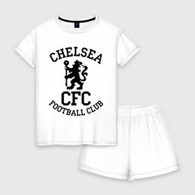 Женская пижама с шортиками хлопок с принтом Chelsea FC в Ухте, 100% хлопок | футболка прямого кроя, шорты свободные с широкой мягкой резинкой | 1905 | chelsea | chelsea logo | fc | footbal club | лого | логотип | спорт | футбол | футбольный клуб | челси