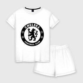 Женская пижама с шортиками хлопок с принтом Chelsea logo в Ухте, 100% хлопок | футболка прямого кроя, шорты свободные с широкой мягкой резинкой | 1905 | chelsea | chelsea logo | fc | footbal club | лого | логотип | спорт | футбол | футбольный клуб | челси
