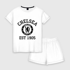 Женская пижама с шортиками хлопок с принтом Chelsea 1905 в Ухте, 100% хлопок | футболка прямого кроя, шорты свободные с широкой мягкой резинкой | 1905 | chelsea | chelsea logo | fc | footbal club | лого | логотип | спорт | футбол | футбольный клуб | челси