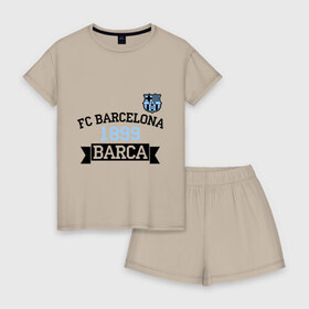 Женская пижама с шортиками хлопок с принтом Barca в Ухте, 100% хлопок | футболка прямого кроя, шорты свободные с широкой мягкой резинкой | barcelona | fc | fc barcelona | footbal club | барселона | лого | логотип | спорт | футбол | футбольный клуб
