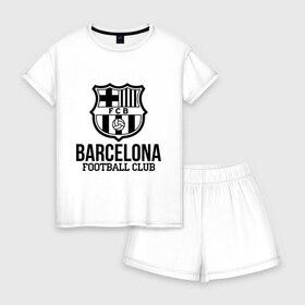 Женская пижама с шортиками хлопок с принтом Barcelona FC в Ухте, 100% хлопок | футболка прямого кроя, шорты свободные с широкой мягкой резинкой | barcelona | fc | fc barcelona | footbal club | барселона | лого | логотип | спорт | футбол | футбольный клуб