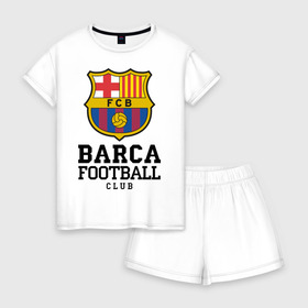 Женская пижама с шортиками хлопок с принтом Barcelona FC в Ухте, 100% хлопок | футболка прямого кроя, шорты свободные с широкой мягкой резинкой | barcelona | fc | fc barcelona | footbal club | барселона | лого | логотип | спорт | футбол | футбольный клуб