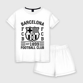 Женская пижама с шортиками хлопок с принтом FC Barcelona в Ухте, 100% хлопок | футболка прямого кроя, шорты свободные с широкой мягкой резинкой | barcelona | fc | fc barcelona | footbal club | барселона | лого | логотип | спорт | футбол | футбольный клуб
