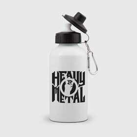 Бутылка спортивная с принтом Heavy metal в Ухте, металл | емкость — 500 мл, в комплекте две пластиковые крышки и карабин для крепления | heavy | metal | music | металл | музыка | тяжелый | хеви | хэви | хэви метал