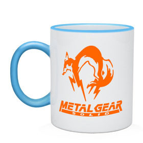 Кружка двухцветная с принтом Metal Gear Solid Fox в Ухте, керамика | объем — 330 мл, диаметр — 80 мм. Цветная ручка и кайма сверху, в некоторых цветах — вся внутренняя часть | лиса