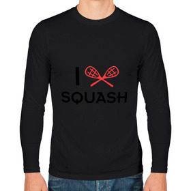 Мужской лонгслив хлопок с принтом I LOVE SQUASH в Ухте, 100% хлопок |  | squash | ракетка | сквош