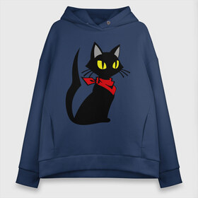 Женское худи Oversize хлопок с принтом Котик в Ухте, френч-терри — 70% хлопок, 30% полиэстер. Мягкий теплый начес внутри —100% хлопок | боковые карманы, эластичные манжеты и нижняя кромка, капюшон на магнитной кнопке | кот | платок | повязка | шейный | шея