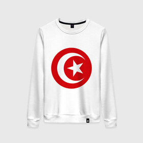 Женский свитшот хлопок с принтом Тунис в Ухте, 100% хлопок | прямой крой, круглый вырез, на манжетах и по низу широкая трикотажная резинка  | звезда | полумесяц | тунис | флаг